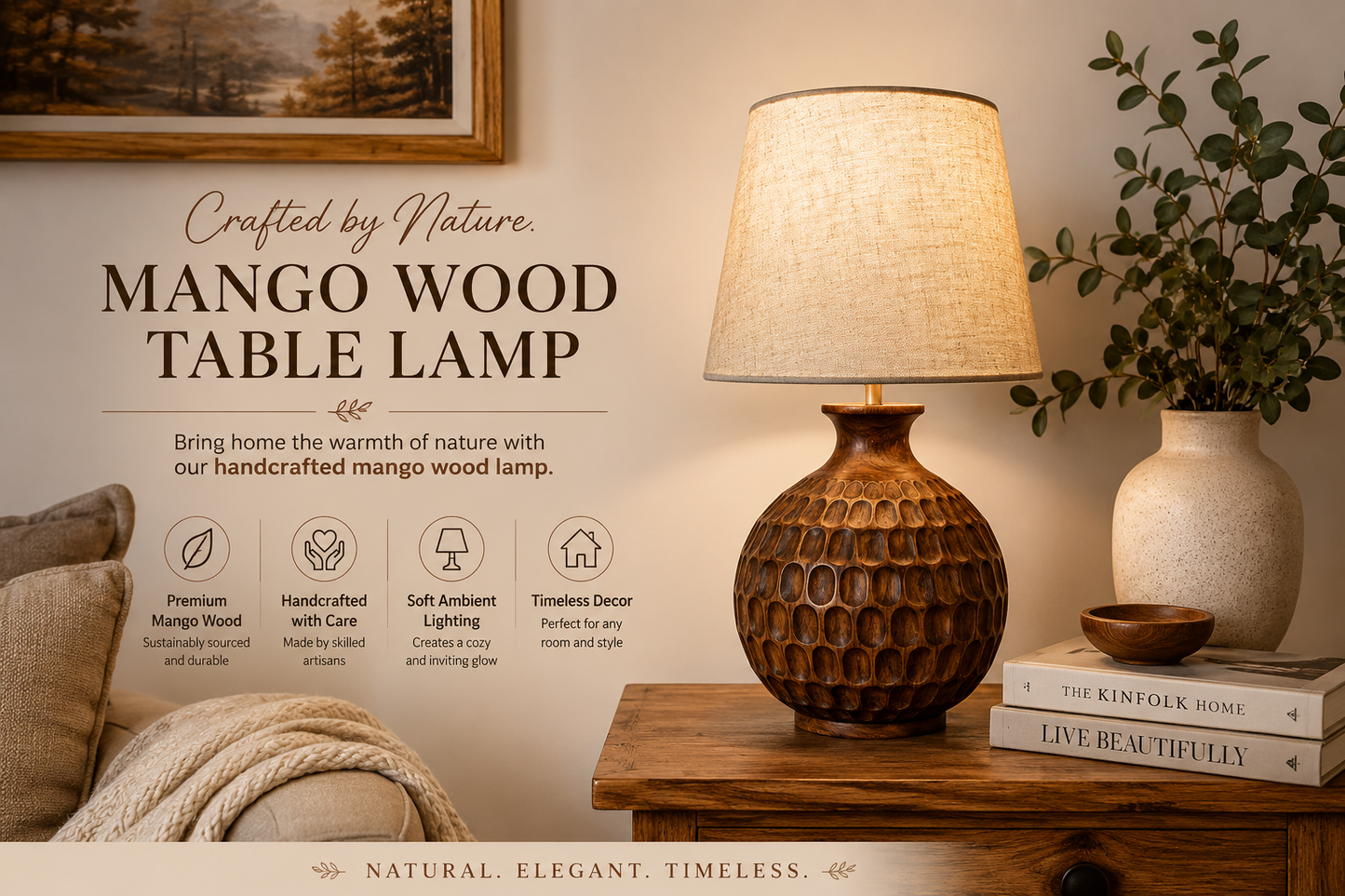 Golf ball table lamp Brown Walnut