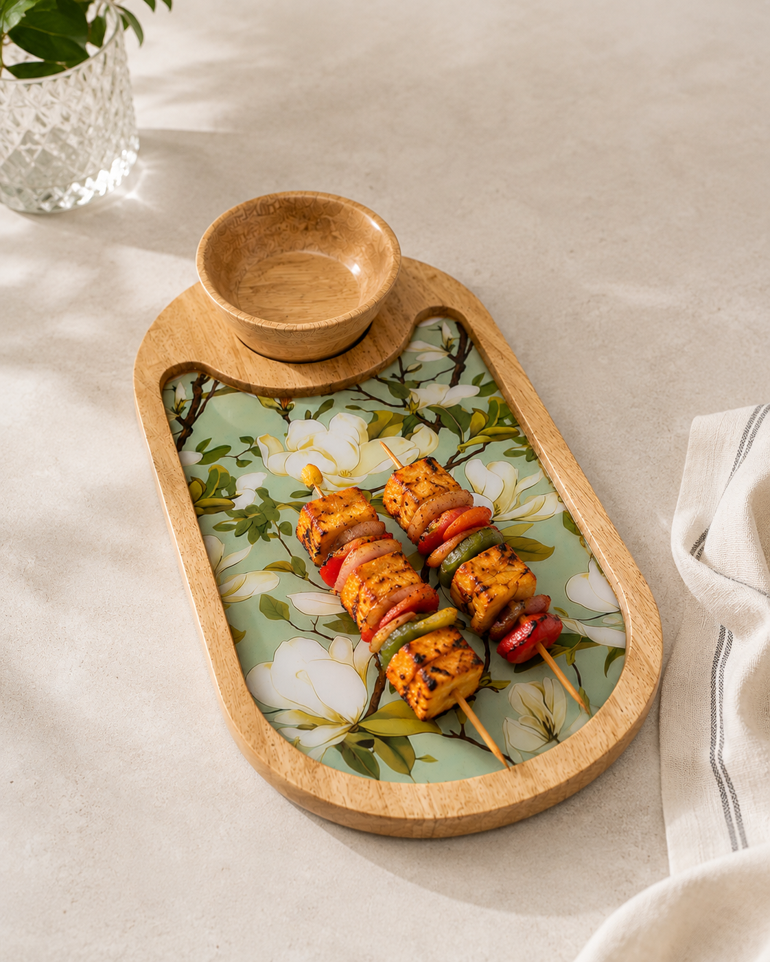 Magnolia Wooden Serving Platter with bowl