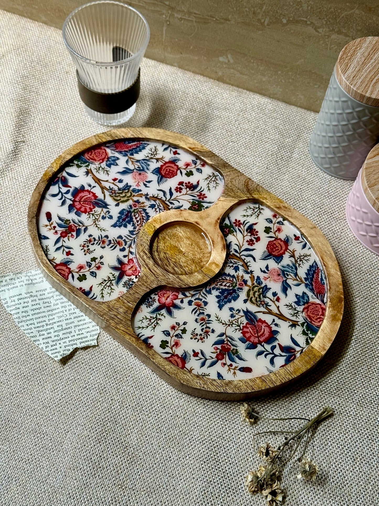 Bordeaux Artisan Wood Tray with Dip 12