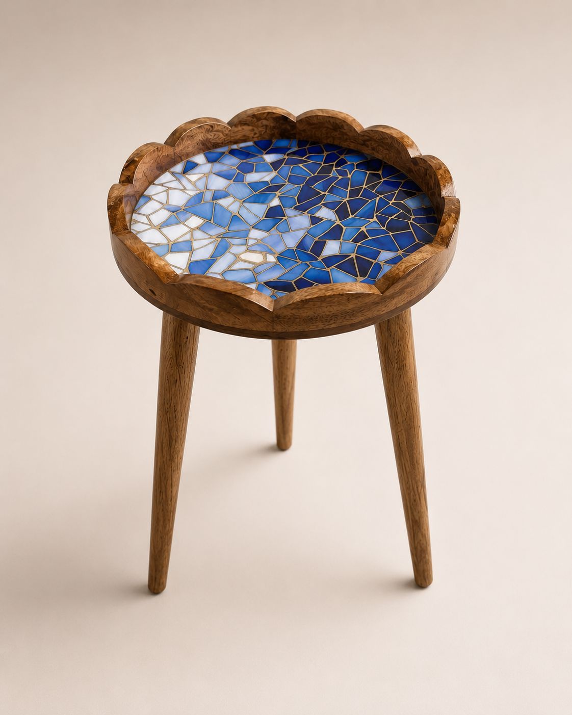 Scallop Table Blue Mosaic