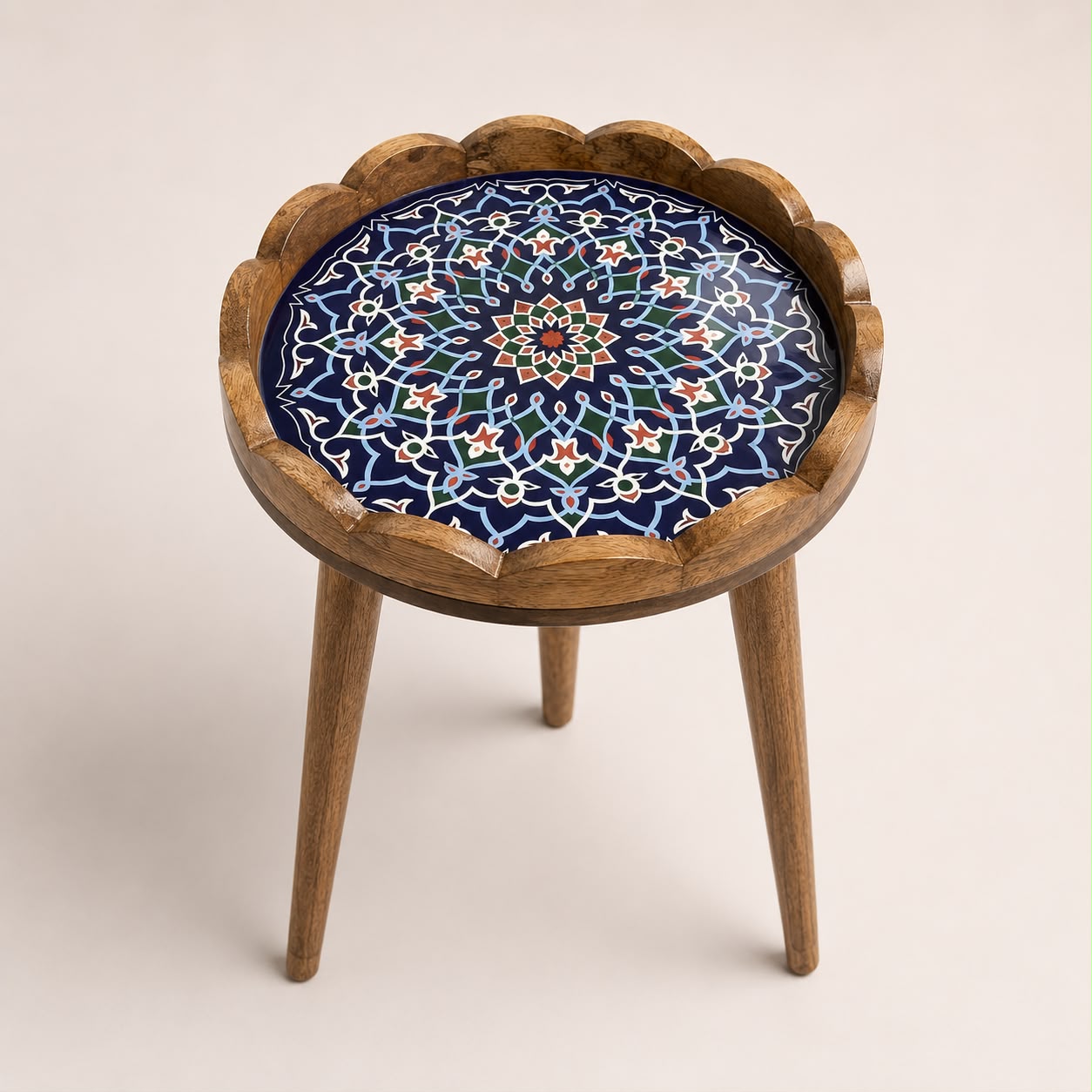 Scallop Table Blue Mandala