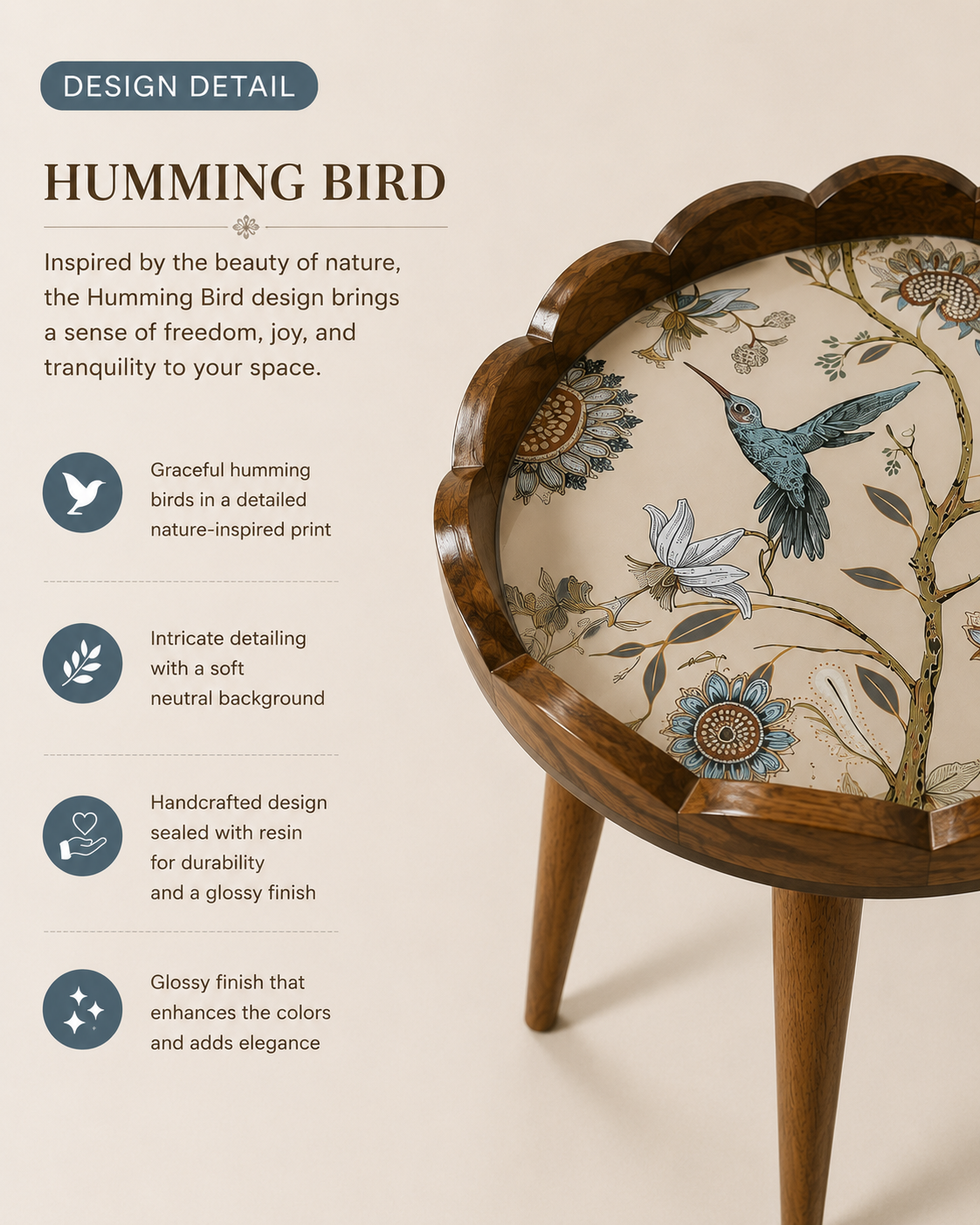 Scallop Table Humming Bird