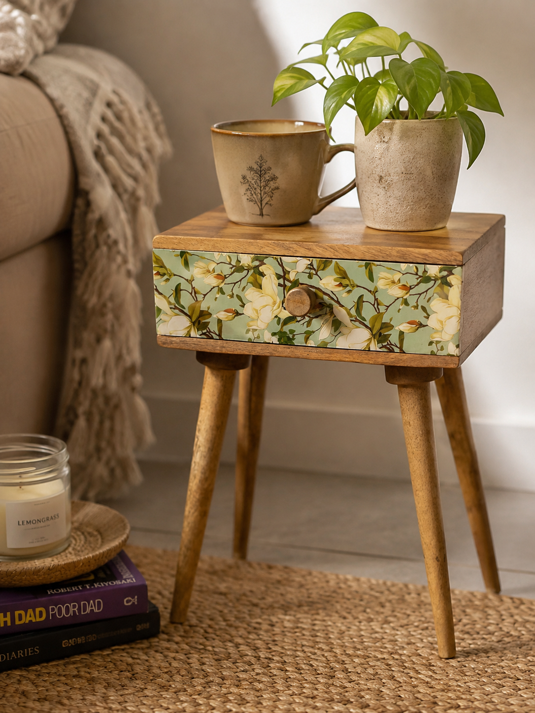 Magnolia Mango Wood Bedside Table with Drawer