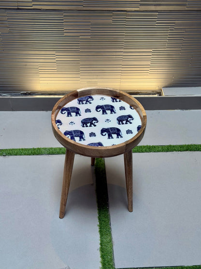 Mangowood Accent Table elephant