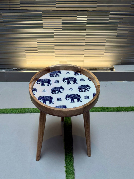 Mangowood Accent Table elephant