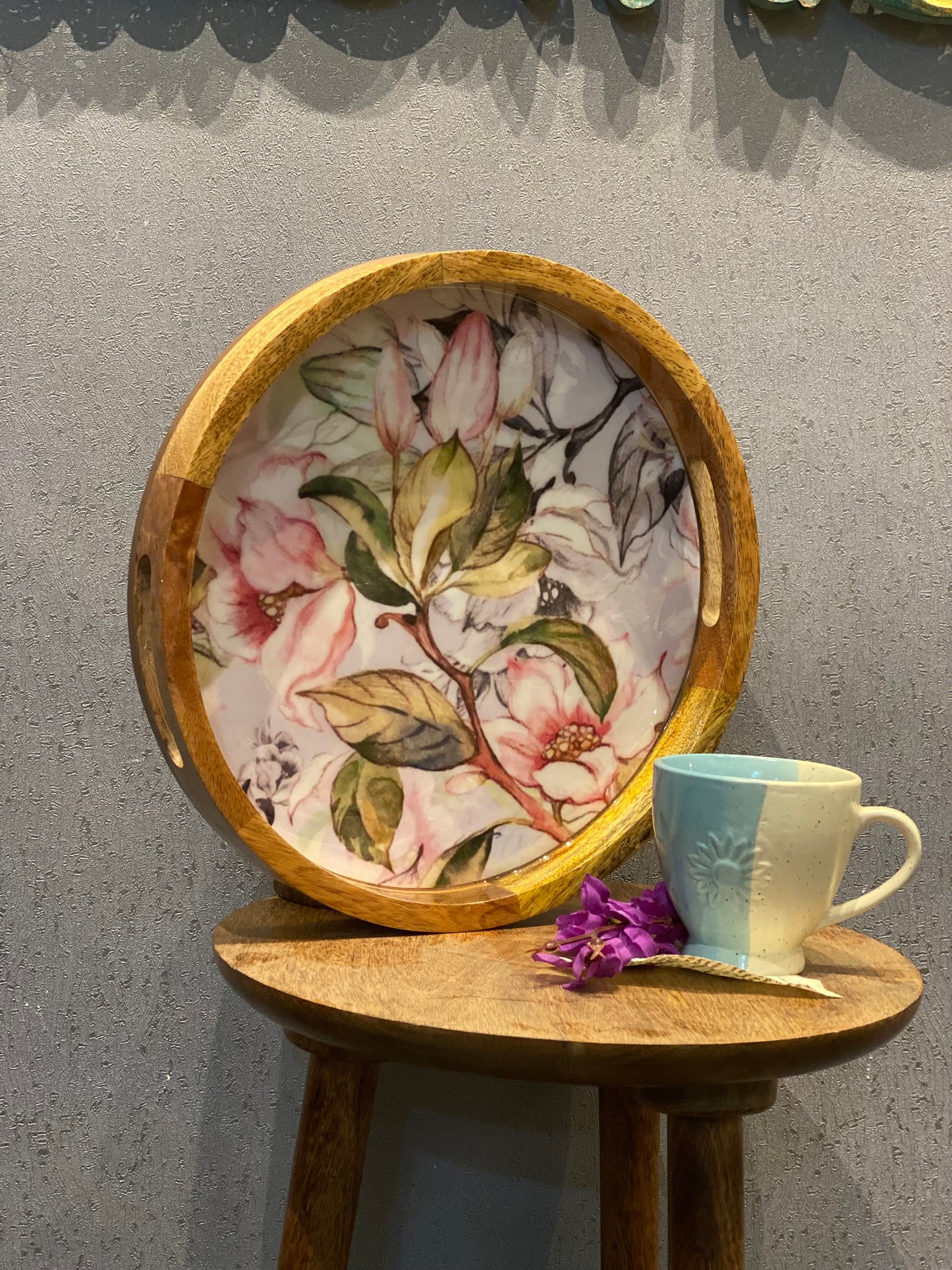New Grey Round Tray