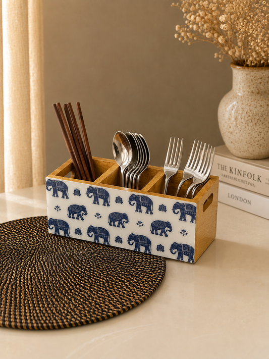 Wooden Cutlery Holder Royal Elephant