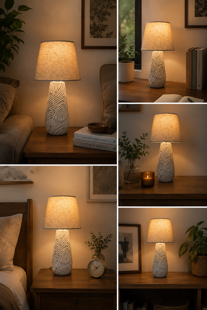 Flower carving table lamp
