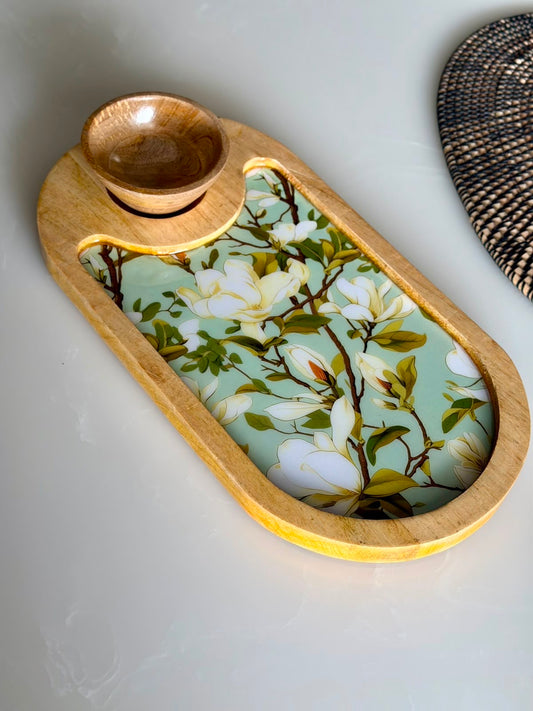 Magnolia Wooden Serving Platter with bowl