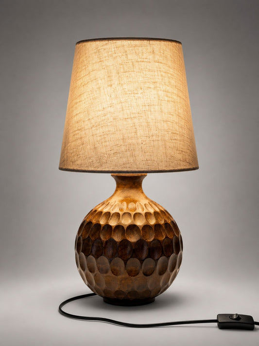 Golf ball table lamp Brown Walnut