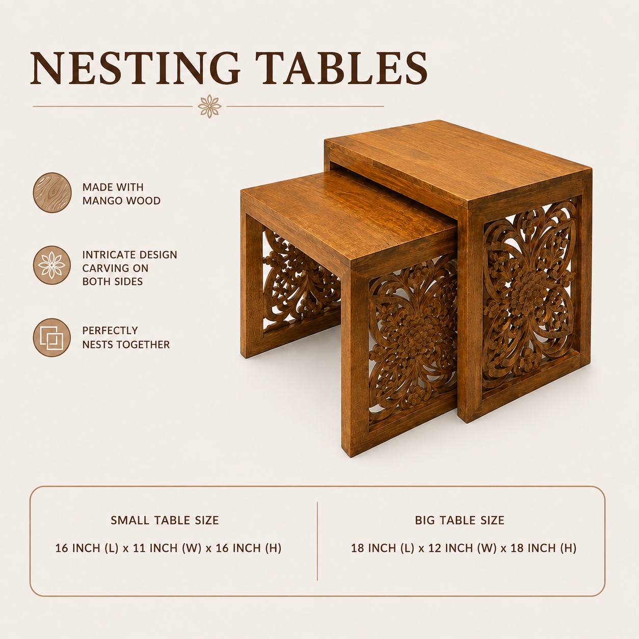 Nesting Accent Tables for Living Room & Bedroom