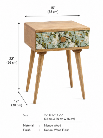 Magnolia Mango Wood Bedside Table with Drawer