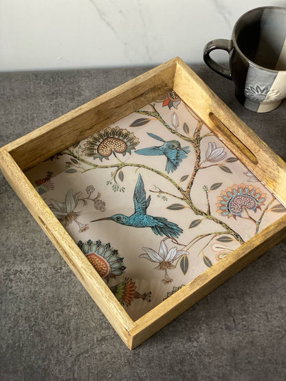 Humming Bird Haven Wooden Square Tray