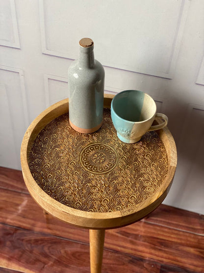 Metal Embossed Round Table Brass Antique