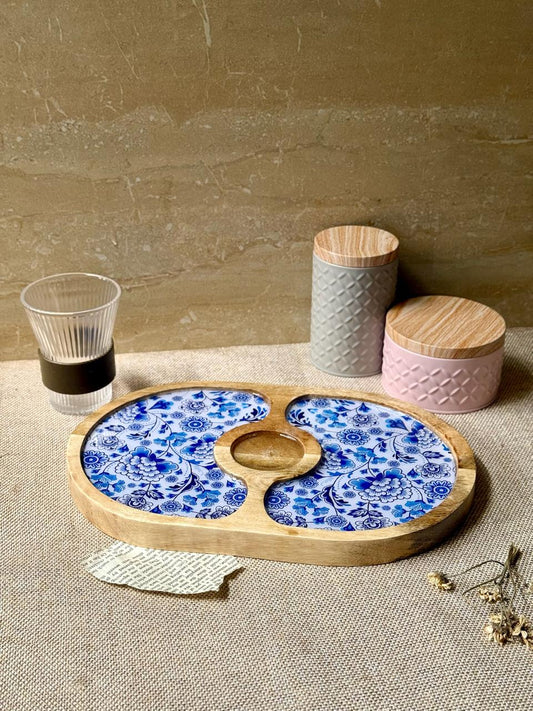 Blue Pottery Chip & Dip Platter