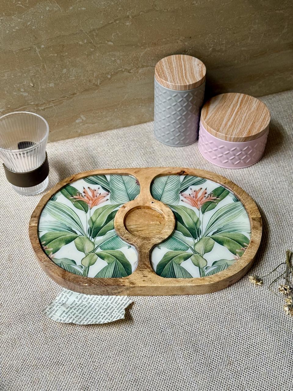 Tropical garden chip and dip platter