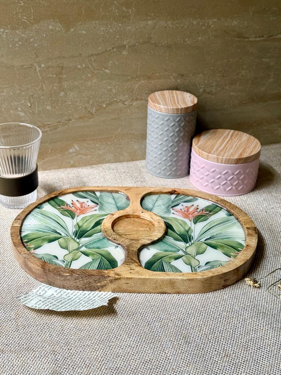 Tropical garden chip and dip platter
