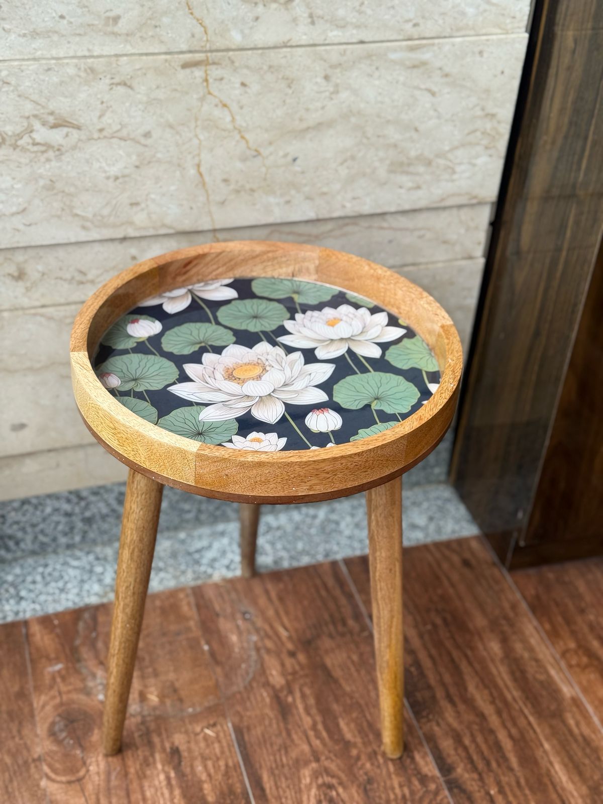 White lotus epoxy table