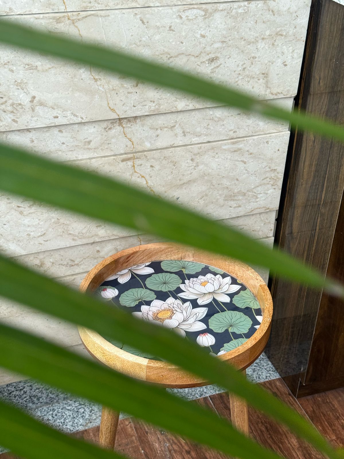 White lotus epoxy table