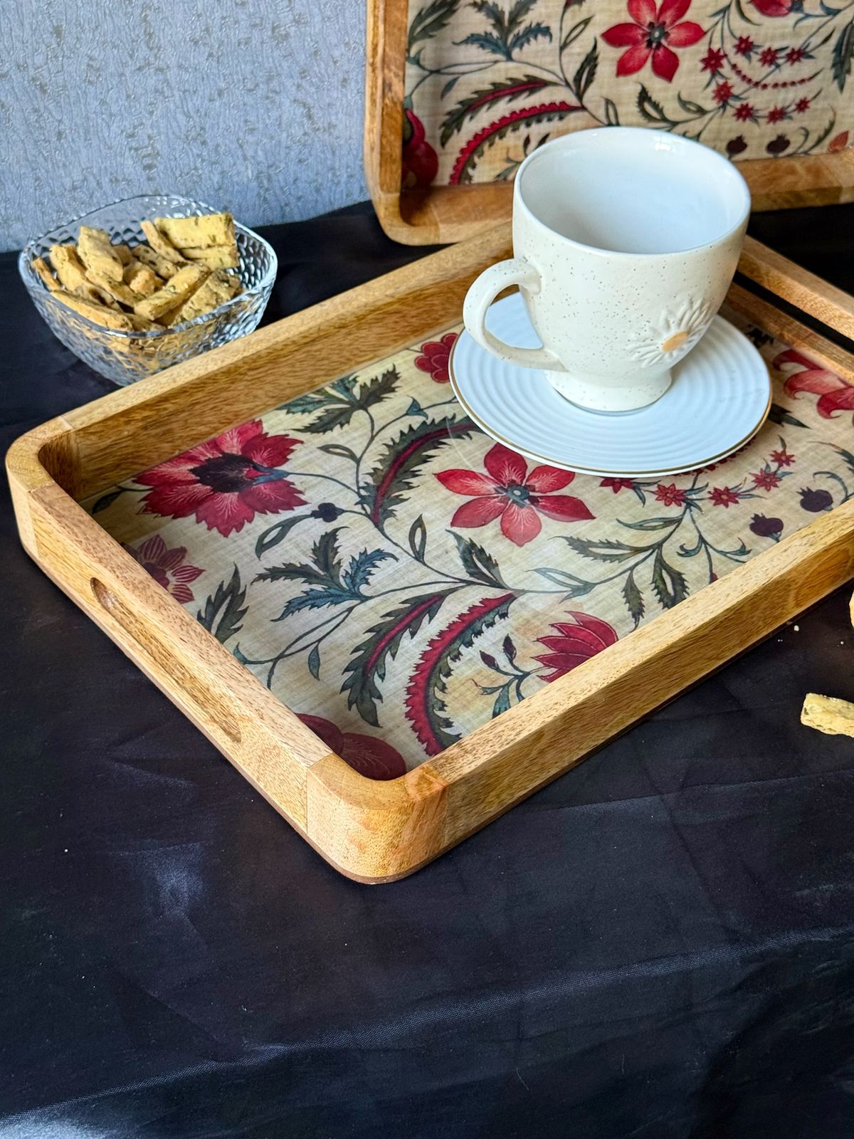Textile rectangle tray set
