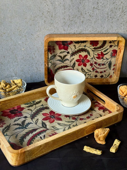 Textile rectangle tray set