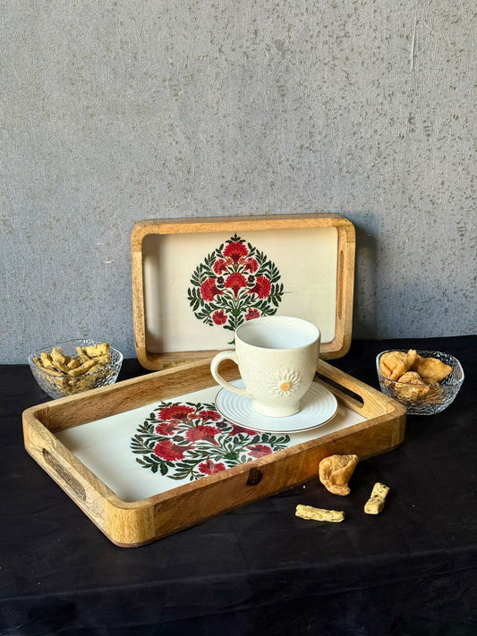 Gulmohar Rectangle Tray set
