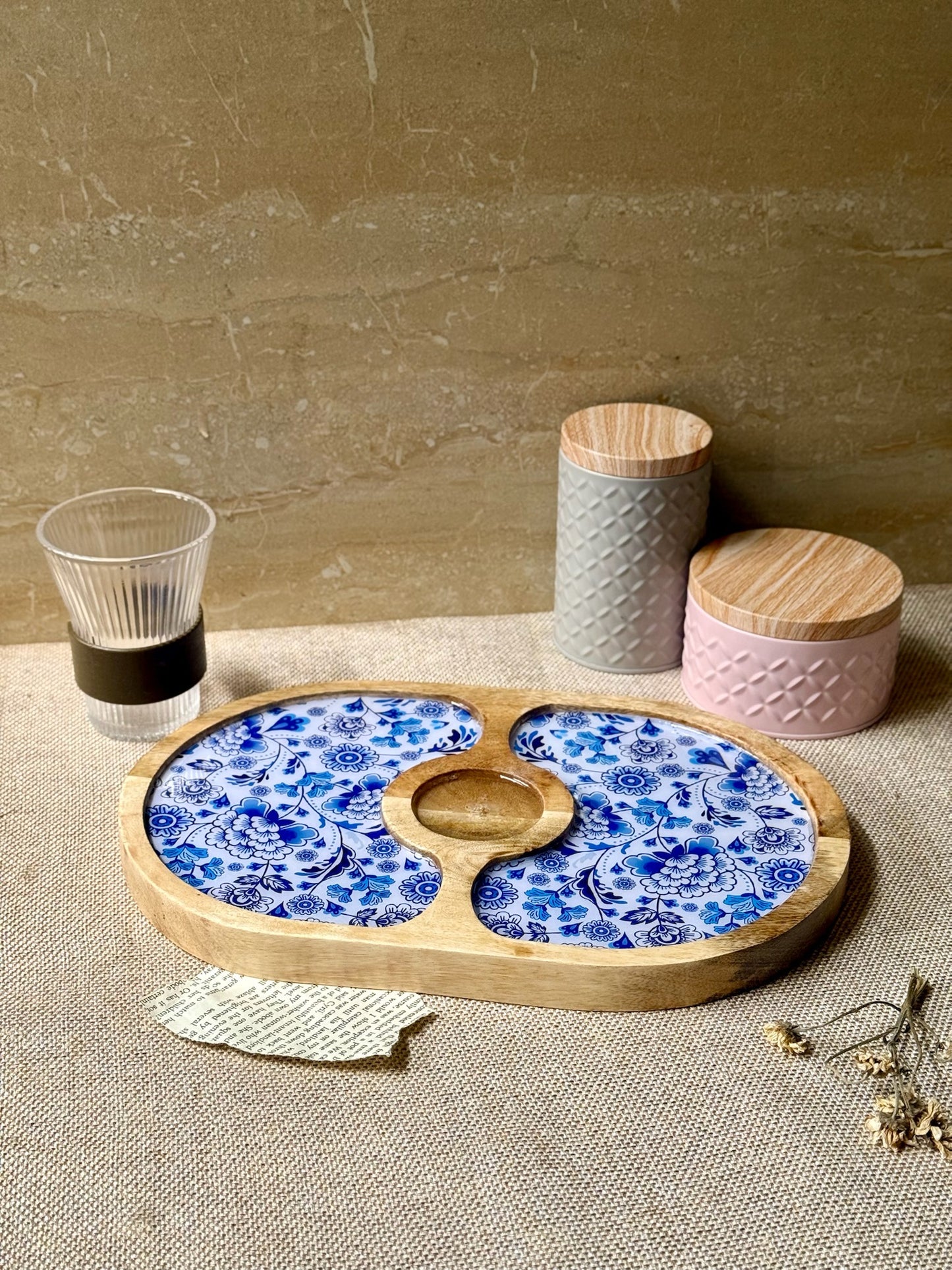 Bordeaux Artisan Wood Tray with Dip 8