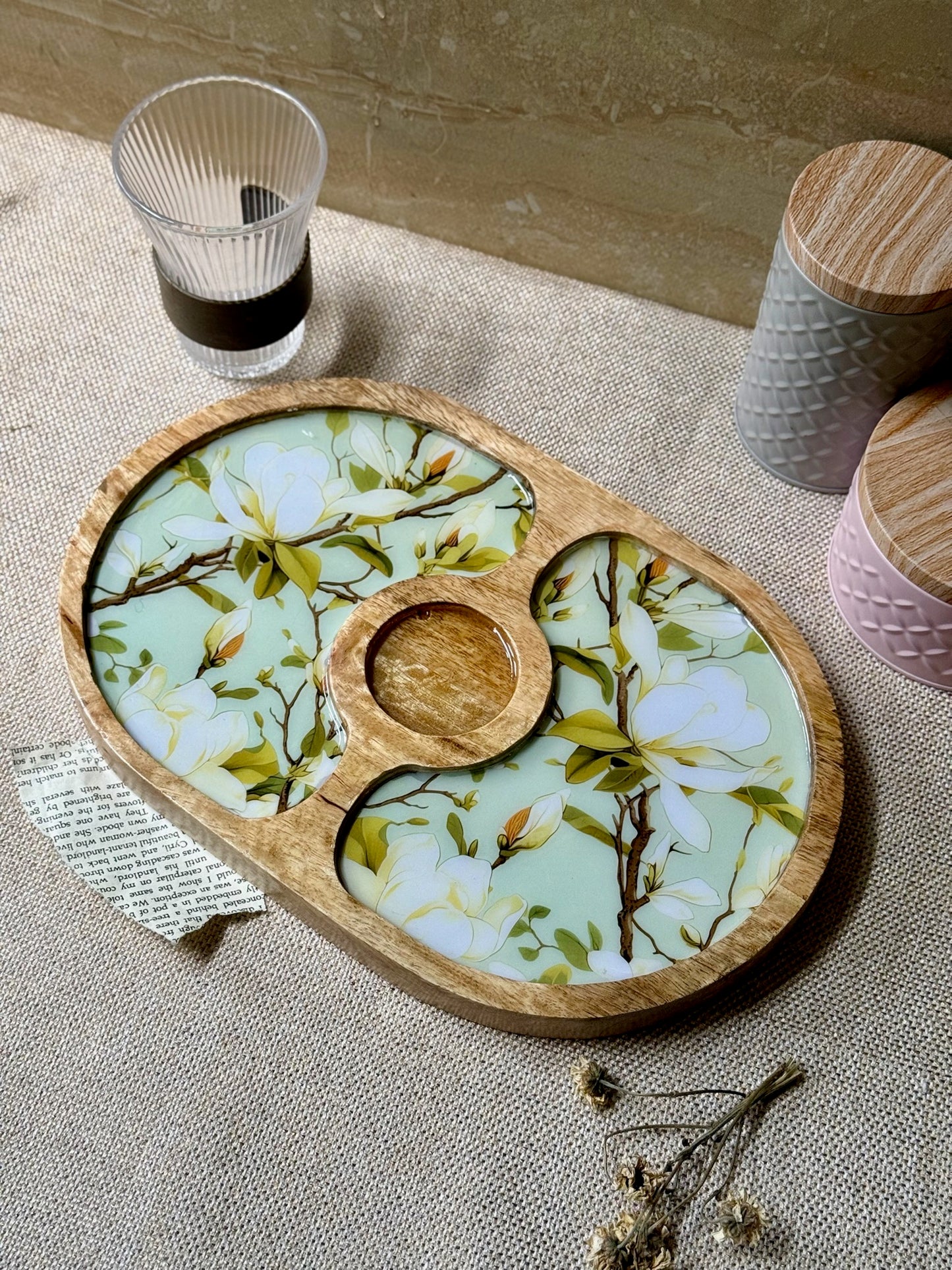 Bordeaux Artisan Wood Tray with Dip 11