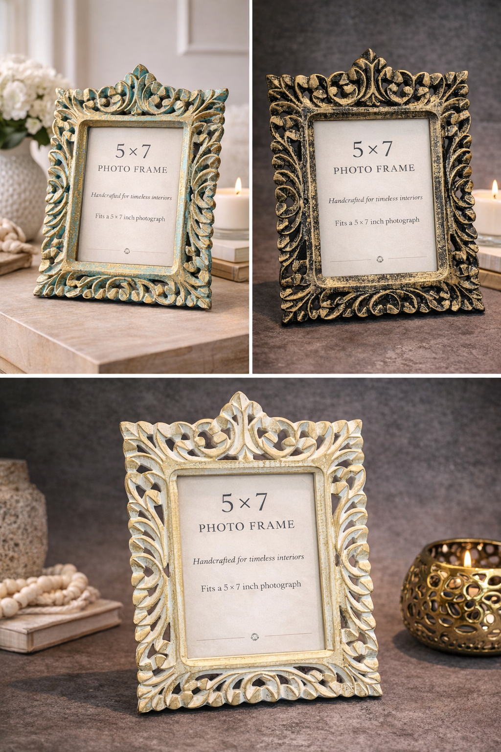 Vintage Black Gold Decorative Picture Frame for Tabletop & Wall Decor
