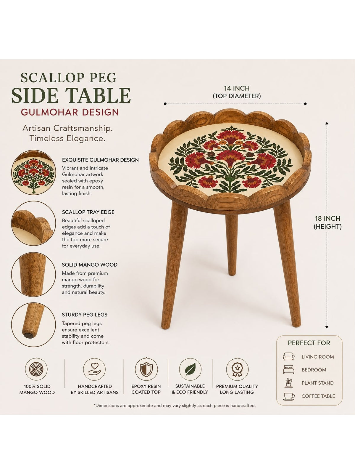 Scallop Table Gulmohar