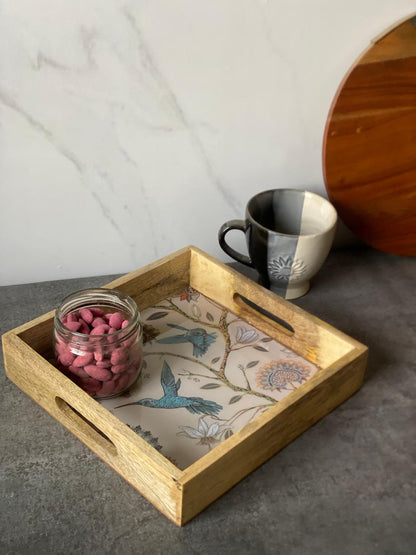 Humming Bird Haven Wooden Square Tray