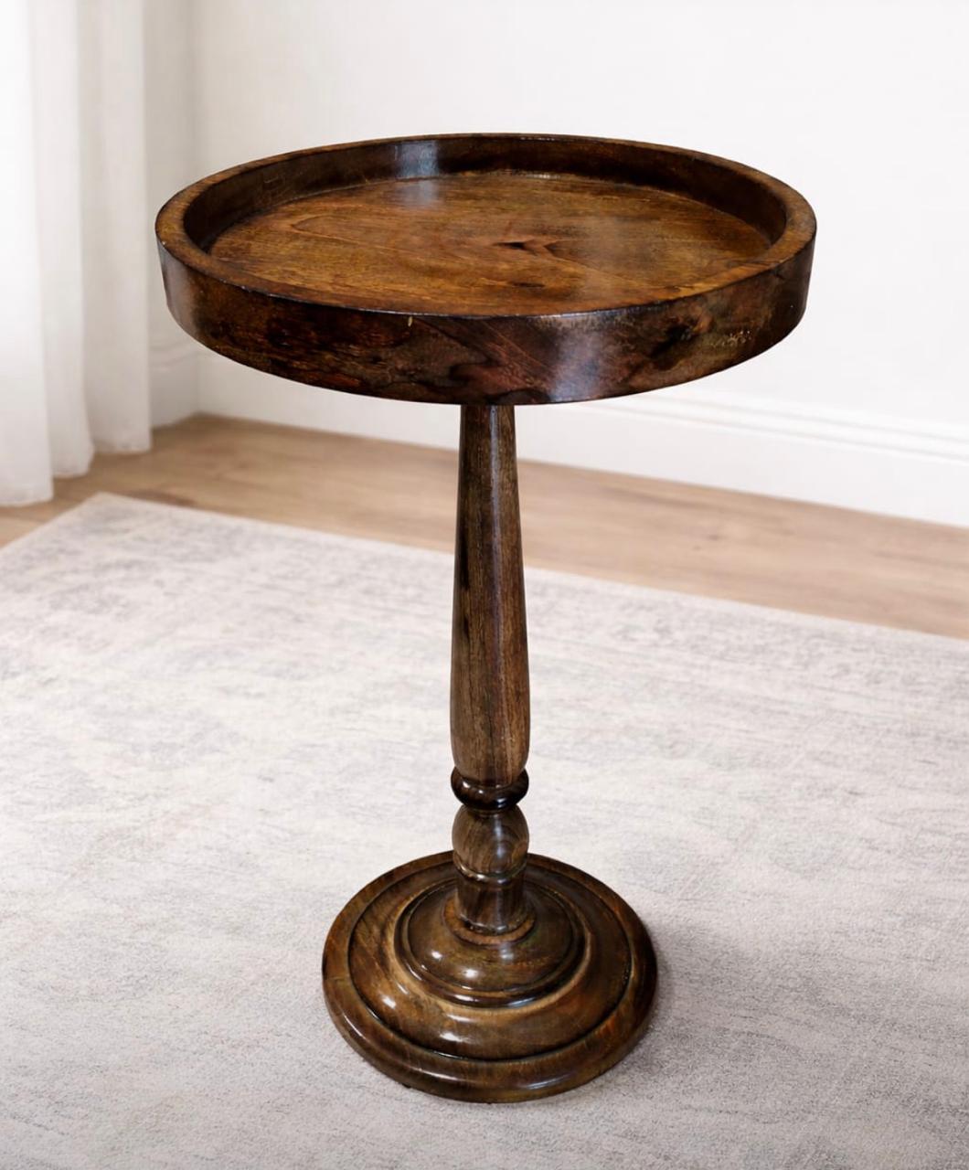 Solid Wood Pedestal Side Table