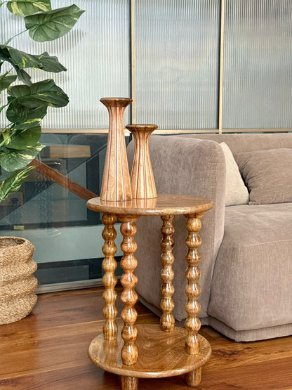 Artisan Mango Wood Bead Leg Side Table