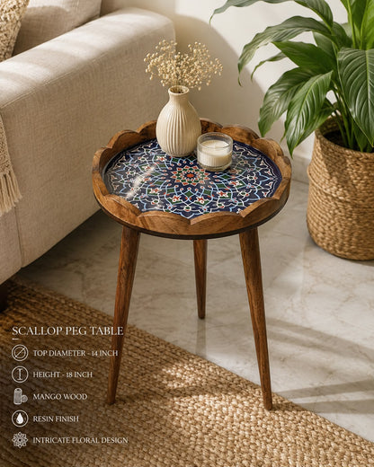 Scallop Table Blue Mandala