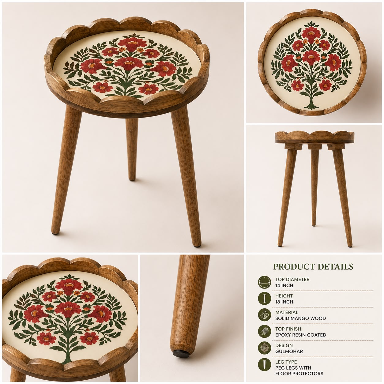 Scallop Table Gulmohar