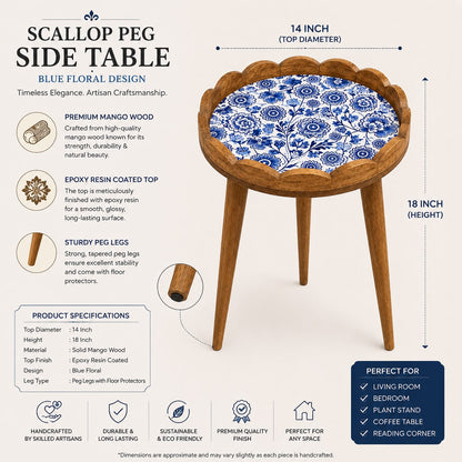 Scallop Table Blue Flower