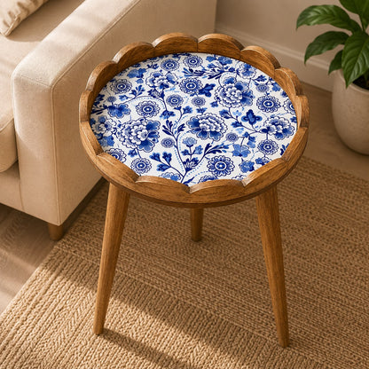 Scallop Table Blue Flower