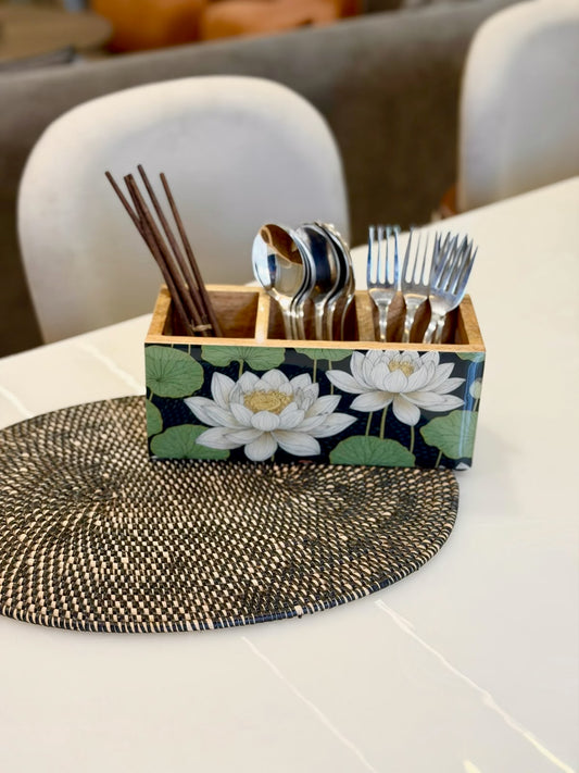 Cutlery Holder White Lotus