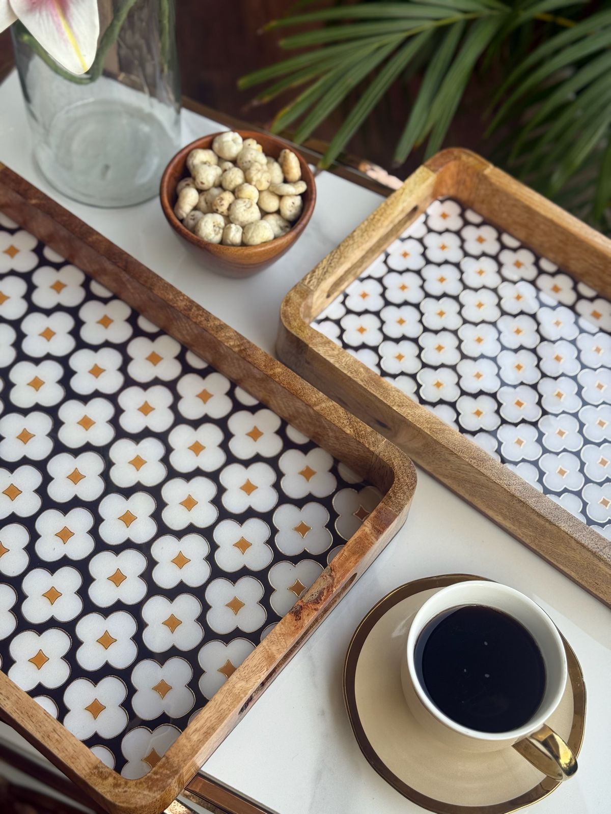 Wooden Serving Tray Set (Set of 2)