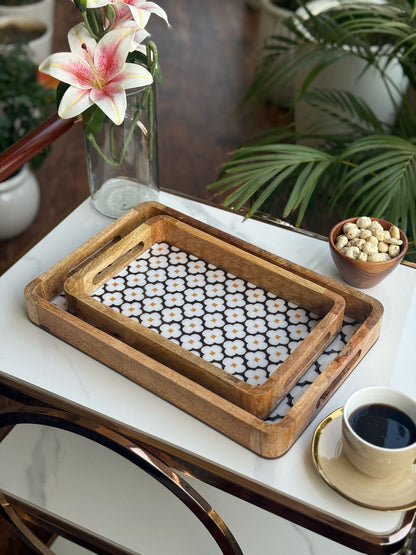 Wooden Serving Tray Set (Set of 2)
