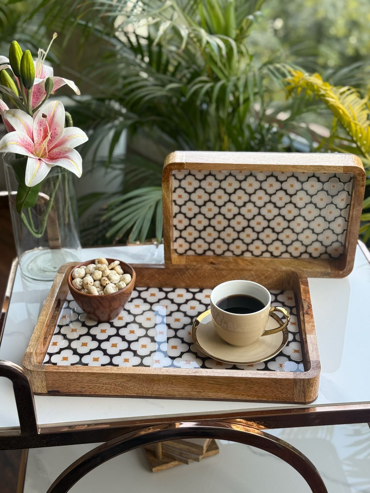 Wooden Serving Tray Set (Set of 2)